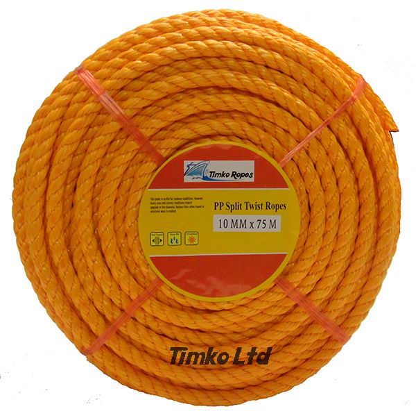 10mm Orange Polypropylene Rope x 75m Coil